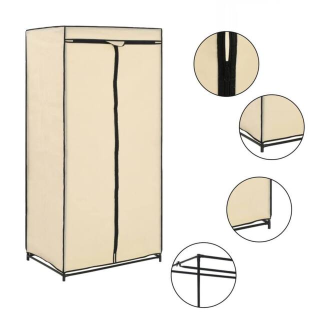 Berkfield Home Wardrobe Cream 75x50x160 cm - Size: 75 x 50 x 160 cm