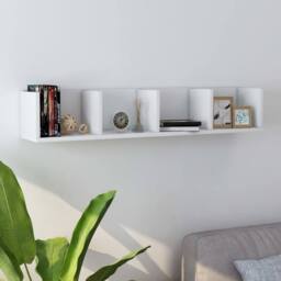 Berkfield Home Durable CD Wall Shelf White 100x18x18 cm Engineered Wood - Size: 100 x 18 x 18 cm - thumbnail 2