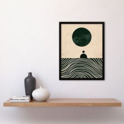 "Artery8 Wall Art Print Tranquil Green Sea Abstract Calm Bauhaus Design Art Framed Poster in Black - Size: W12"" x H16""" - thumbnail 4