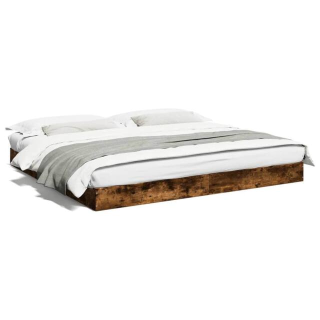 Berkfield Home Bed Frame Frame Smoked Oak 180x200 cm Super King Wood in Brown - image 1