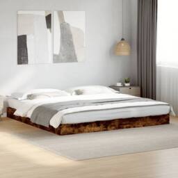 Berkfield Home Bed Frame Frame Smoked Oak 180x200 cm Super King Wood in Brown - thumbnail 2