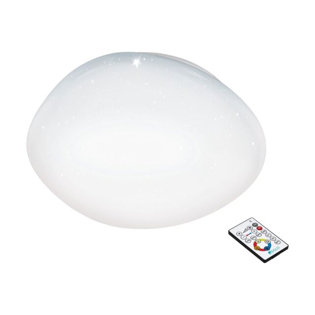 Loops Wall Flush Ceiling Light White Shade White Plastic With Crystal Effect LED 34W - image 1