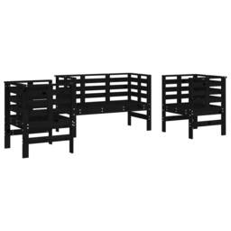 Berkfield Home 3 Piece Garden Lounge Set Black Solid Wood Pine