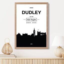 ARTZE Dudley Black & White City Skyline Framed Print SIZE: A2 with Oak Frame - Size: A4 - thumbnail 2