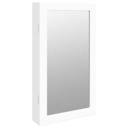 Berkfield Home Mirror Jewellery Cabinet with LED Lights Wall Mounted White - thumbnail 2