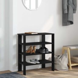 Berkfield Home Shoe Rack Black 61x32x70 cm Engineered Wood - Size: 61 x 32 x 70 cm - thumbnail 3