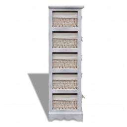 Berkfield Home Stunning Wooden Storage Rack 5 Weaving Baskets White - thumbnail 4