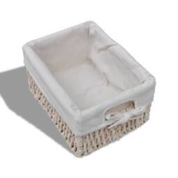 Berkfield Home Stunning Wooden Storage Rack 5 Weaving Baskets White - thumbnail 5