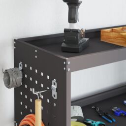 Berkfield Home Tool Trolley with Shelf with Wheel with Storage Manual Black Medium Metal - thumbnail 4