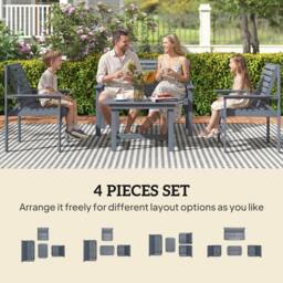 OUTSUNNY 4 Seater Garden Furniture Sofa Set with Curved Seat in Grey - thumbnail 4