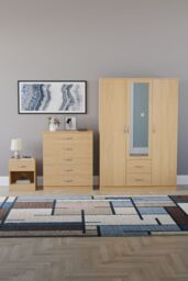 Home Discount Vida Designs 3Pc Bedroom Set 1Bedside, 5 Drawer Chest, Mirror Wardrobe in Brown - thumbnail 4