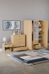 Home Discount Vida Designs 3Pc Bedroom Set 1Bedside, 5 Drawer Chest, Mirror Wardrobe in Brown - thumbnail 2