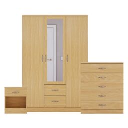 Home Discount Vida Designs 3Pc Bedroom Set 1Bedside, 5 Drawer Chest, Mirror Wardrobe in Brown - thumbnail 8