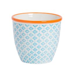 Nicola Spring Hand-Printed Plant Pot - 14cm in Blue - thumbnail 1