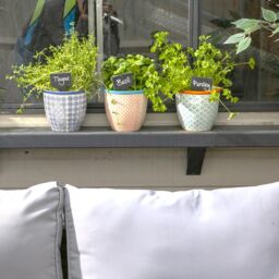 Nicola Spring Hand-Printed Plant Pot - 14cm in Blue - thumbnail 6