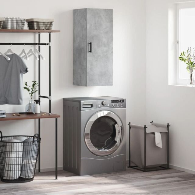 Berkfield Home Wall Mounted Cabinet Concrete Grey 34.5x34x90 cm - image 1