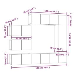 Berkfield Home 8 Piece TV Cabinet Set Smoked Oak Engineered Wood in Brown - thumbnail 7