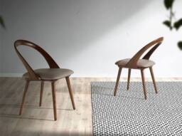 Angel Cerda Walnut & Mink Leatherette Dining Chair, 53x59x78 cm - Size: 53 x 59 x 78 cm - thumbnail 3