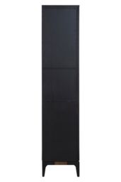 Orsina 2 Door Black Oak Storage Cabinet, Wooden Sideboard With Doors, Tall Display With Linear Pulls & 5 Shelves - thumbnail 5