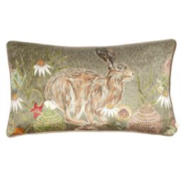 Wylder Meadow Bloom Haze Printed Chenille Cushion in Green - Size: 30 cm x 50 cm - thumbnail 2