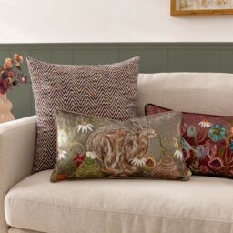 Wylder Meadow Bloom Haze Printed Chenille Cushion in Green - Size: 30 cm x 50 cm - thumbnail 6