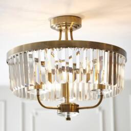 Netlighting Ascoli Ceiling Light Antique Brass Plate Clear Cut Glass in Bronze - thumbnail 2