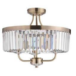 Netlighting Ascoli Ceiling Light Antique Brass Plate Clear Cut Glass in Bronze - thumbnail 6