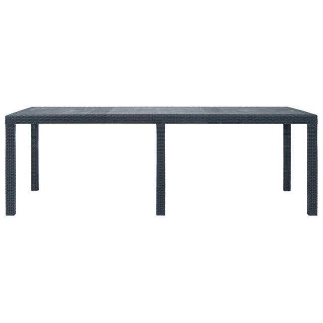 Berkfield Home Garden Table Anthracite 220x90x72 cm Plastic Rattan Look in Black - Size: 220 x 90 x 72 cm - image 1