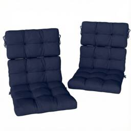 OUTSUNNY 2pc Outdoor Seat Cushion with Backrest, Ties, for Garden, Dark Blue - thumbnail 2