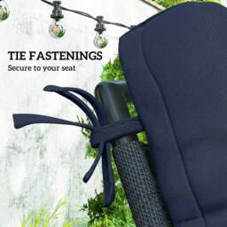 OUTSUNNY 2pc Outdoor Seat Cushion with Backrest, Ties, for Garden, Dark Blue - thumbnail 6