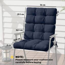 OUTSUNNY 2pc Outdoor Seat Cushion with Backrest, Ties, for Garden, Dark Blue - thumbnail 3