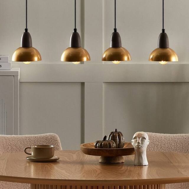 Wyld and Coco 4-Light Brass Iron Pendant Lamp Industrial Dining Room Lighting in Bronze - image 1