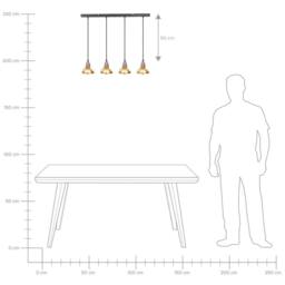 Wyld and Coco 4-Light Brass Iron Pendant Lamp Industrial Dining Room Lighting in Bronze - thumbnail 8