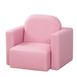 HOMCOM Kids Mini Sofa Armchair Seat 2 In 1 Table Chair Set for 3 years in Pink - thumbnail 2