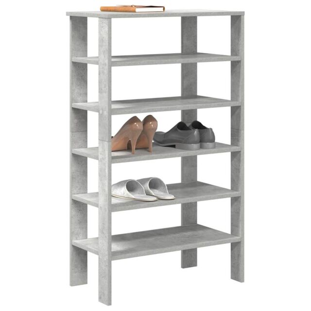 Berkfield Home Shoe Rack Concrete Oak 61x32x105 cm Engineered Wood in Grey - Size: 61 x 32 x 105 cm - image 1