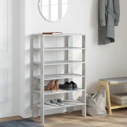 Berkfield Home Shoe Rack Concrete Oak 61x32x105 cm Engineered Wood in Grey - Size: 61 x 32 x 105 cm - thumbnail 3