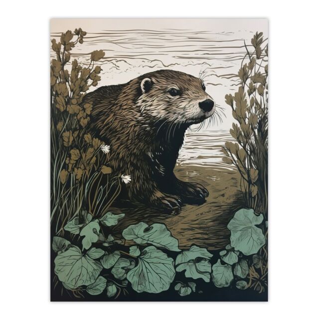 "Artery8 Otters Landing By George Sinclair Vintage Botanical Earthy Aesthetic River Extra Large XL Wall Art Poster Print - Size: W24"" x H32""" - image 1