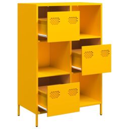 Berkfield Home Highboard Mustard Yellow 68x39x103.5 cm Steel - thumbnail 4