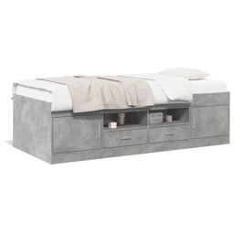 Berkfield Home Daybed with Drawers without Mattress Concrete Grey 75x190 cm Small Single - thumbnail 2