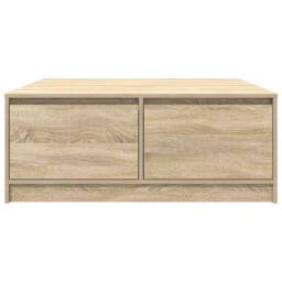 Berkfield Home Decorative Coffee Table with Drawers Sonoma Oak 100x100x40 cm in Light Tan - Size: 100 x 100 x 40 cm - thumbnail 6
