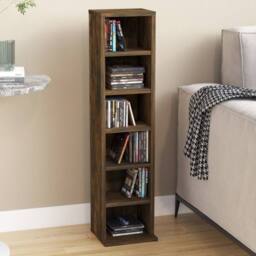 Berkfield Home CD Cabinet Smoked Oak 21x20x88 cm Engineered Wood in Brown - Size: 21 x 20 x 88 cm - thumbnail 1