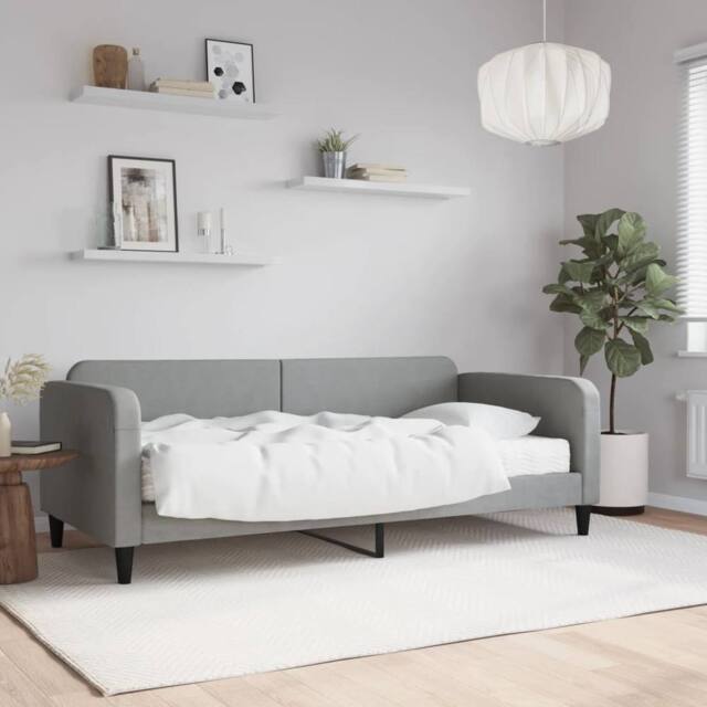 Berkfield Home Daybed with Mattress Light Grey 90x190 cm Fabric - image 1