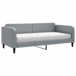 Berkfield Home Daybed with Mattress Light Grey 90x190 cm Fabric - thumbnail 2