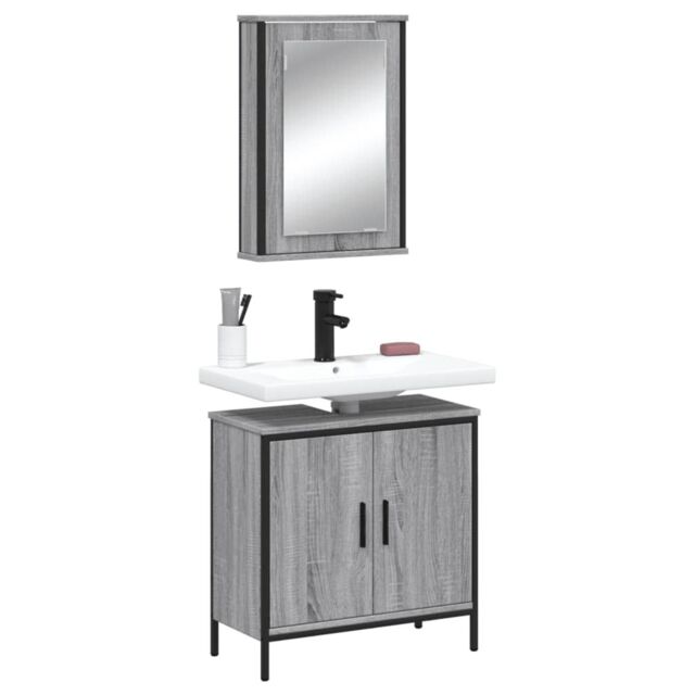 Berkfield Home 2 Piece Bathroom Furniture Set Grey Sonoma Engineered Wood - image 1