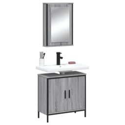 Berkfield Home 2 Piece Bathroom Furniture Set Grey Sonoma Engineered Wood - thumbnail 1