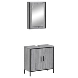 Berkfield Home 2 Piece Bathroom Furniture Set Grey Sonoma Engineered Wood - thumbnail 2