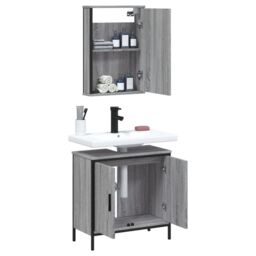 Berkfield Home 2 Piece Bathroom Furniture Set Grey Sonoma Engineered Wood - thumbnail 4