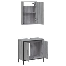 Berkfield Home 2 Piece Bathroom Furniture Set Grey Sonoma Engineered Wood - thumbnail 5