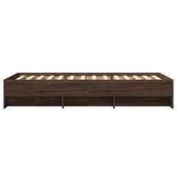 Berkfield Home Bed Frame without Mattress Brown Oak 100x200 cm Engineered Wood - thumbnail 6