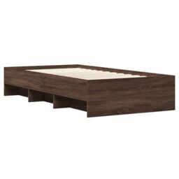 Berkfield Home Bed Frame without Mattress Brown Oak 100x200 cm Engineered Wood - thumbnail 4